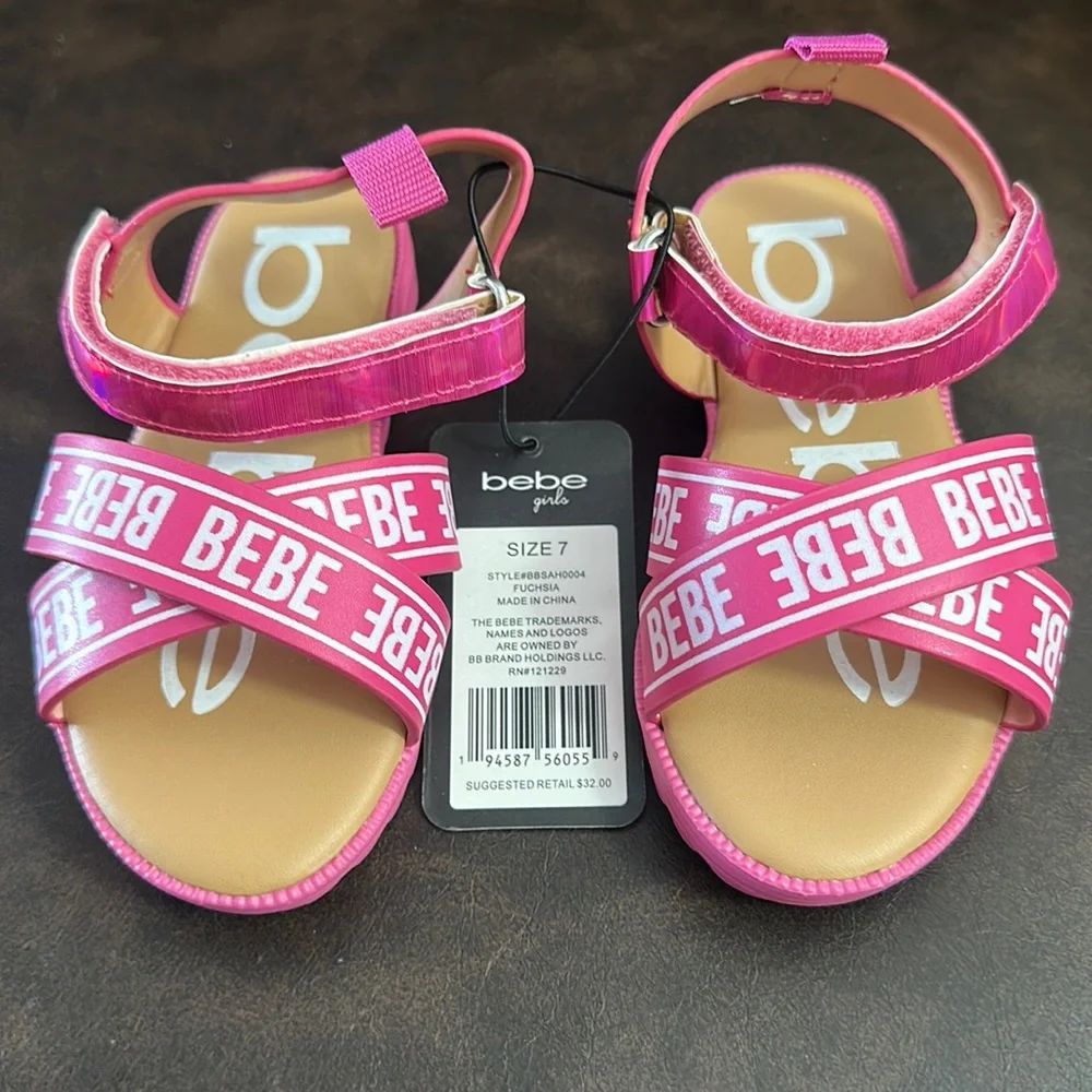 BEBE TODDLER GIRLS CRISS CROSS SANDAL: PINK: NWT: SZ 7